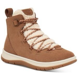 Ugg Suede Lace Up Boots Lakesider Heritage Women’s 6.5 Brown Sherpa Leather!!